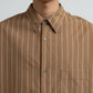MEN　Graphpaper　SIDOGRAS Brown Stripe L/S Oversized Regular Collar Shirt