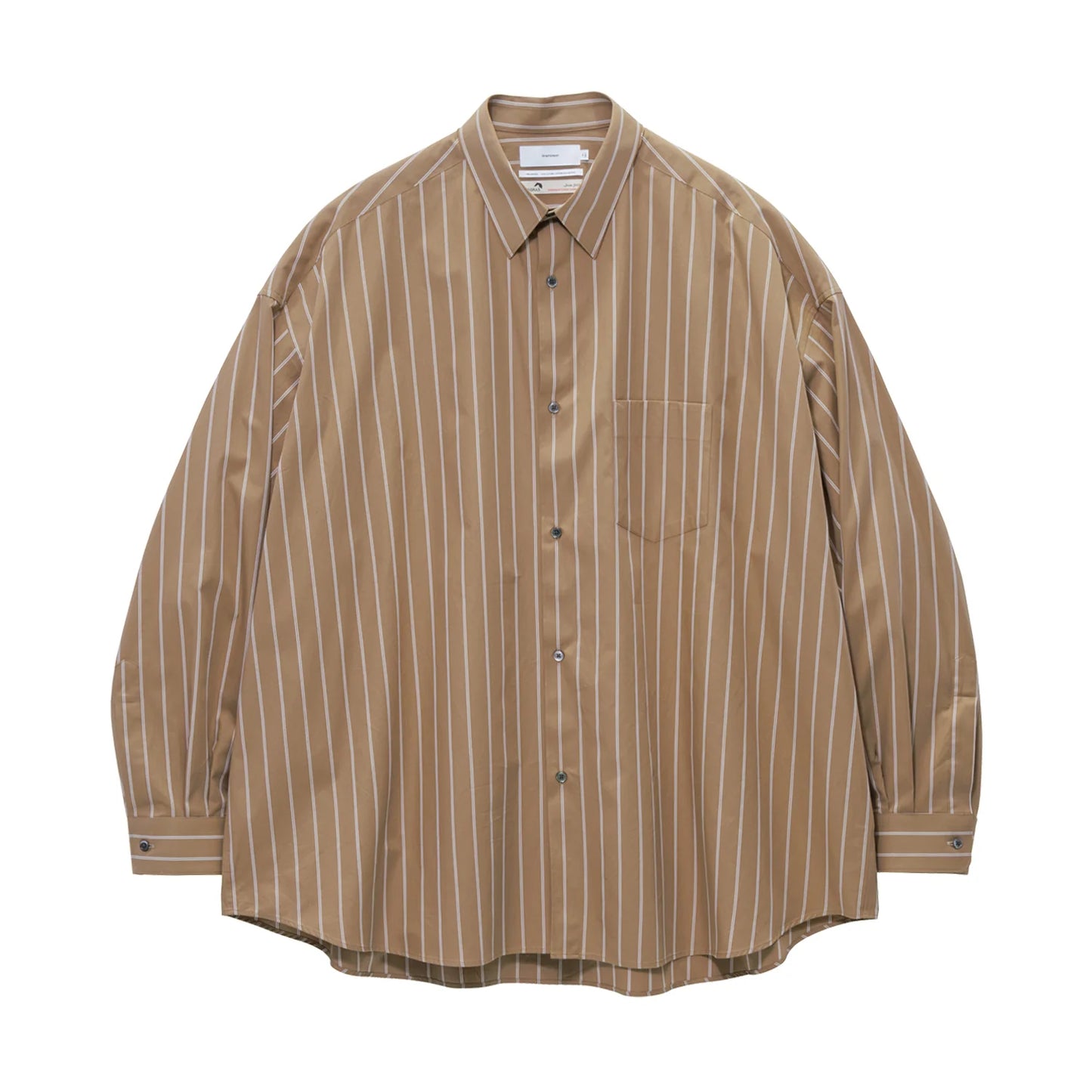 MEN　Graphpaper　SIDOGRAS Brown Stripe L/S Oversized Regular Collar Shirt