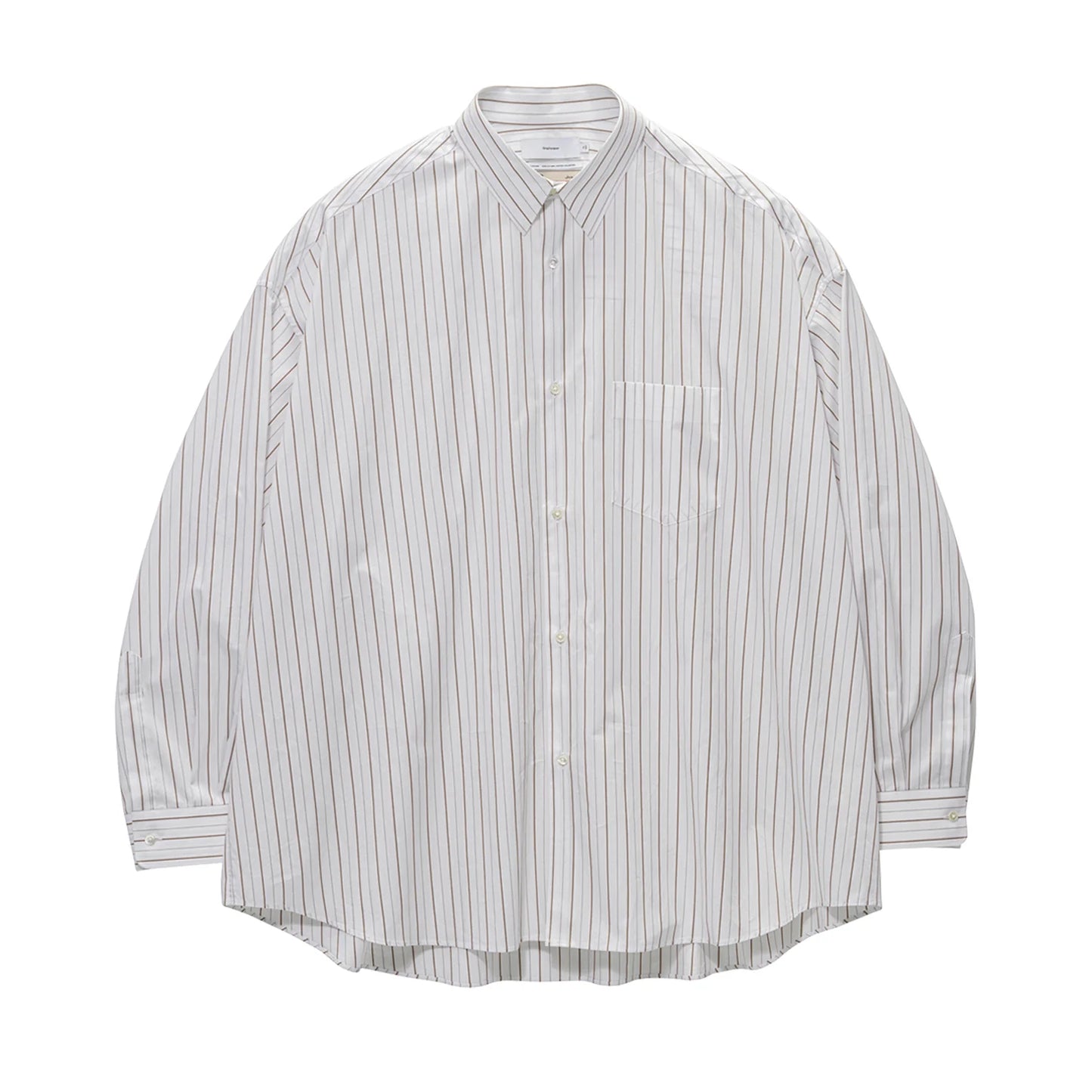 MEN　Graphpaper　SIDOGRAS Brown Stripe L/S Oversized Regular Collar Shirt