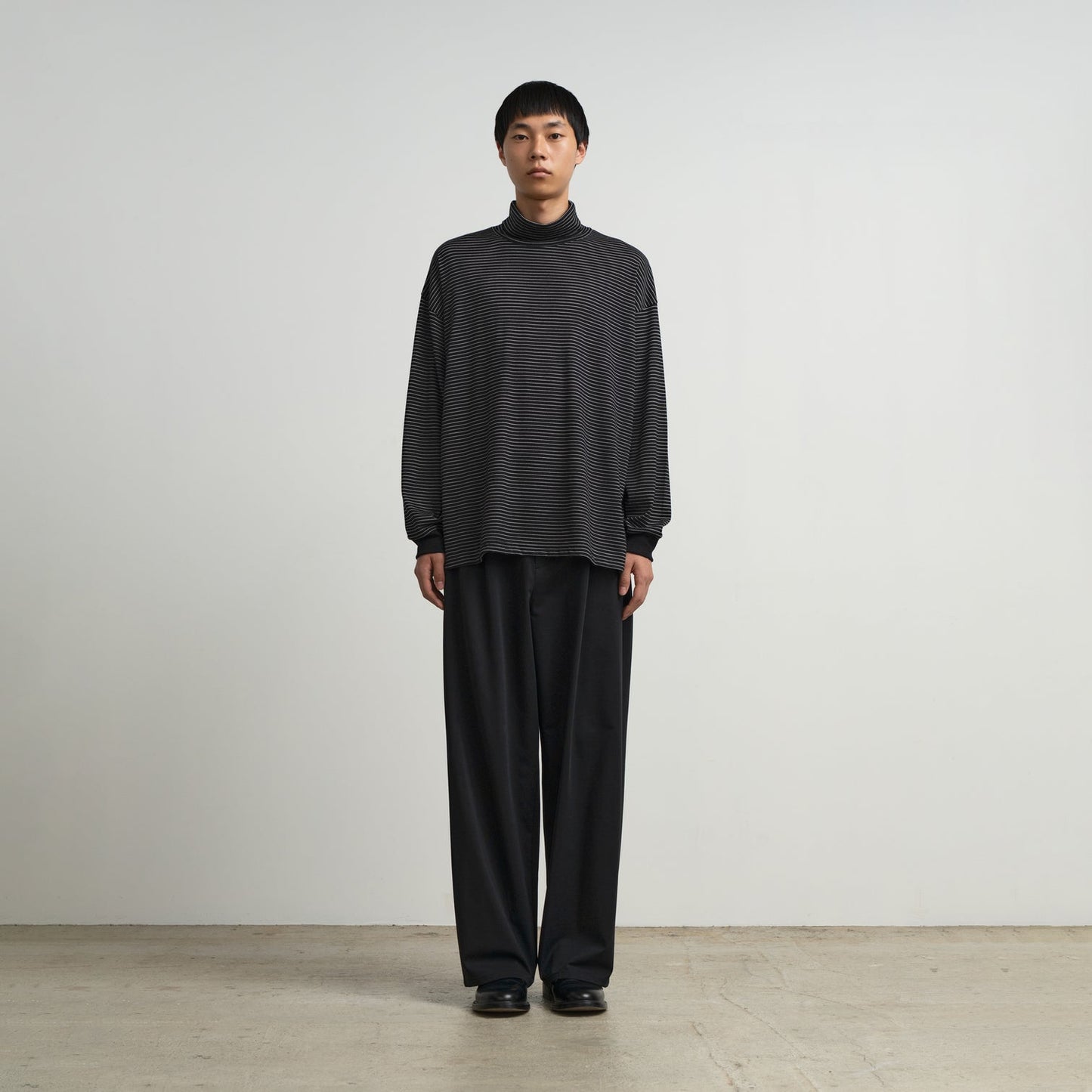 MEN　Graphpaper　Fine Wool Border L/S Turtle Neck Tee