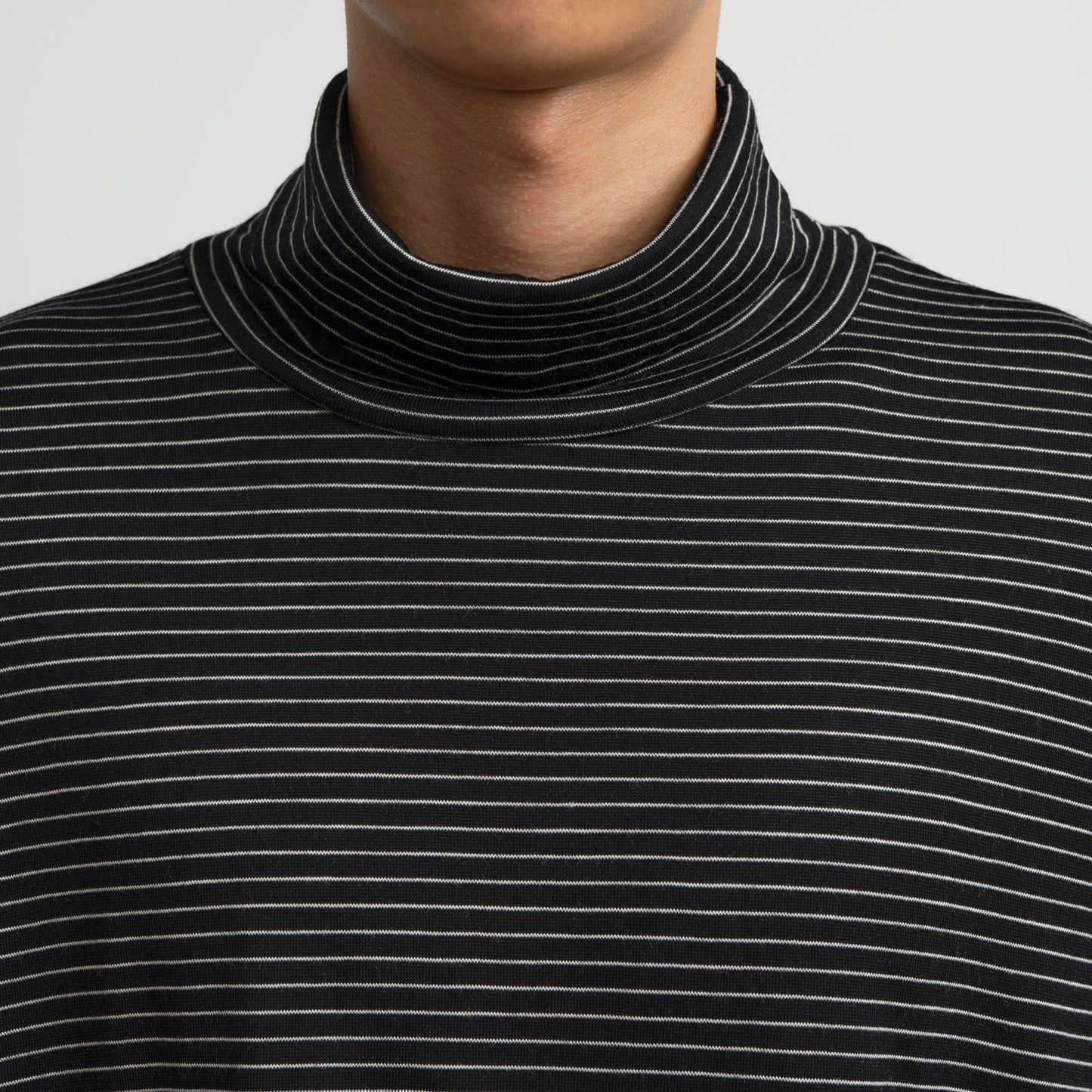 MEN　Graphpaper　Fine Wool Border L/S Turtle Neck Tee