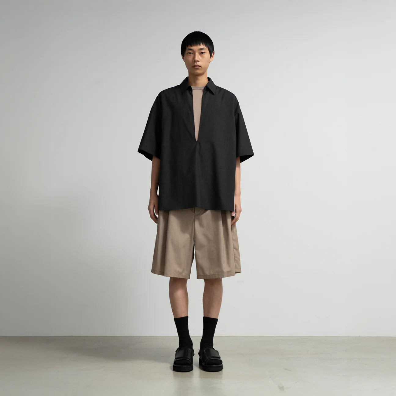 MEN　Graphpaper　Fine Wool Heather S/S Skipper Shirt