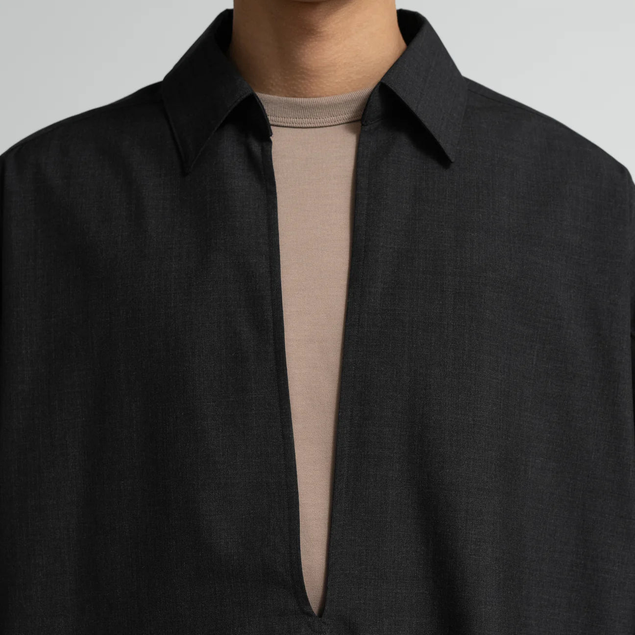 MEN　Graphpaper　Fine Wool Heather S/S Skipper Shirt