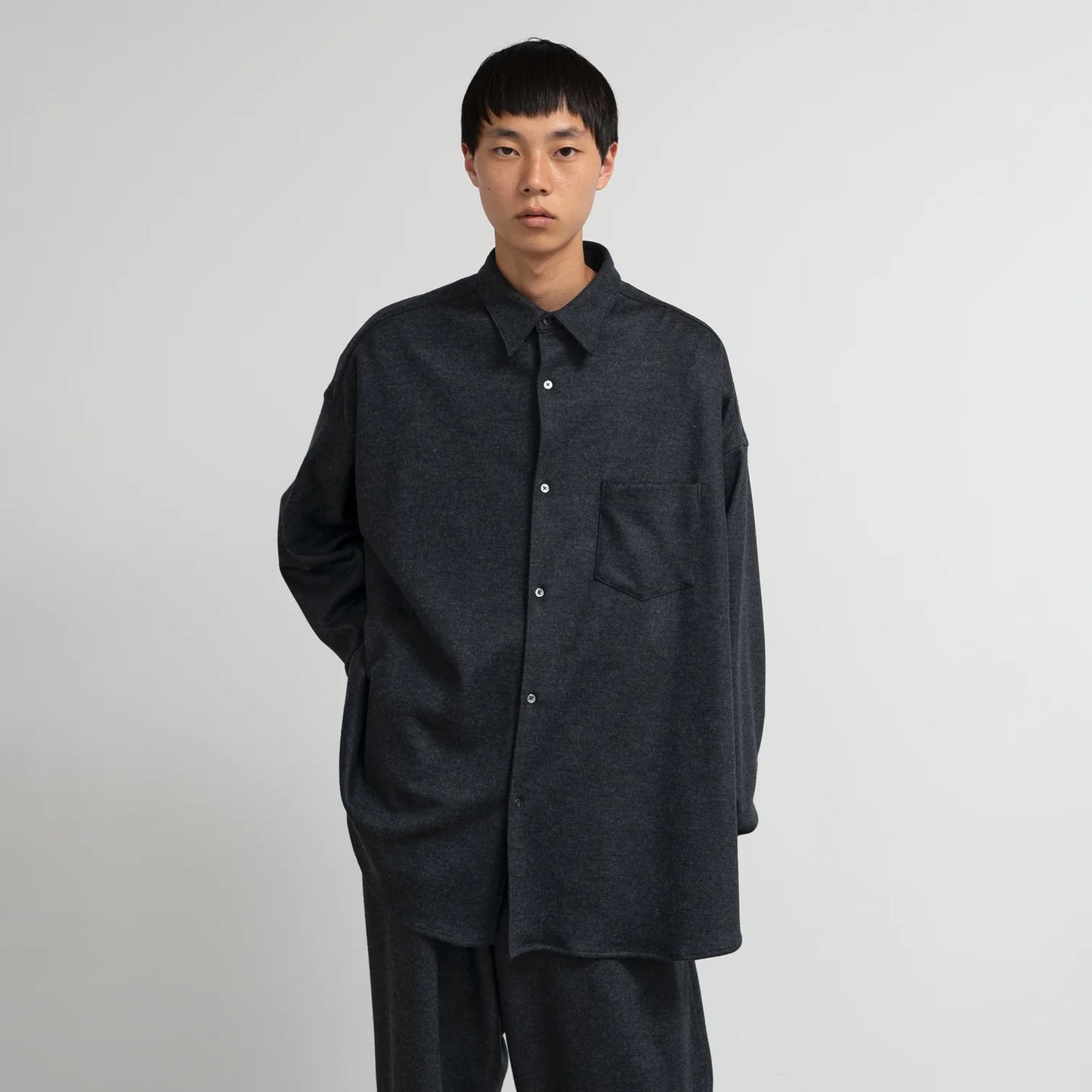 MEN　Graphpaper　Wool Smooth Flannel Oversized Regular Collar Shirt