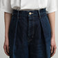 WOMEN　Graphpaper　Selvage Denim Two Tuck Wide Pants / DARK FADE