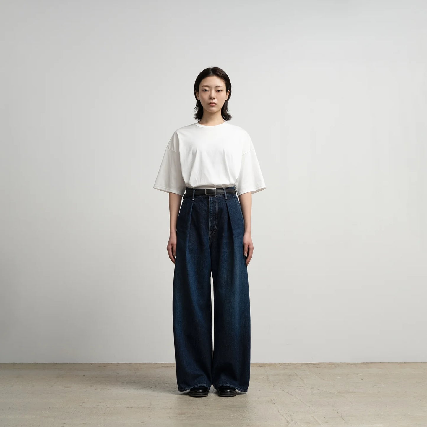 WOMEN　Graphpaper　Selvage Denim Two Tuck Wide Pants / DARK FADE