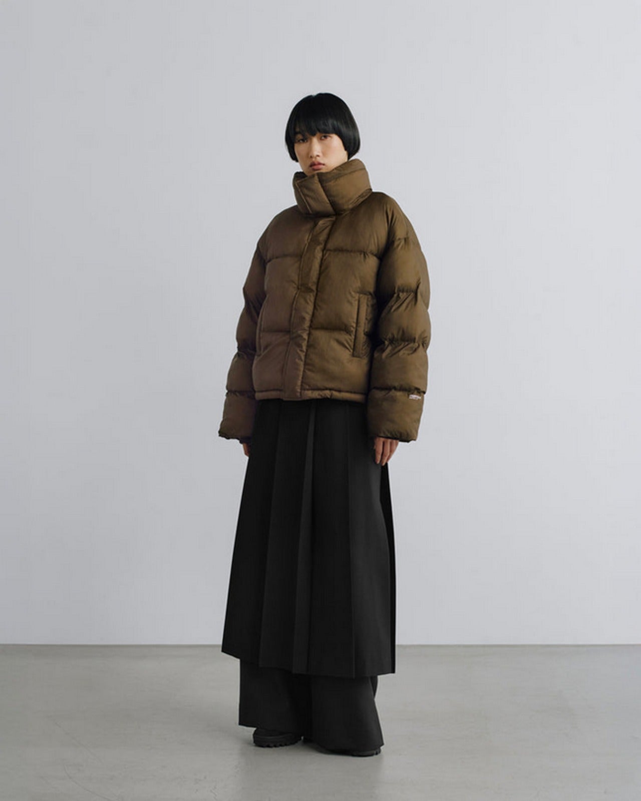 WOMEN　Graphpaper　Wool Ripstop Box Pleats Skirt