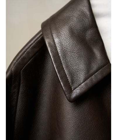 MEN　MAATEE & SONS　LEATHER HALF COAT 裏カシミア