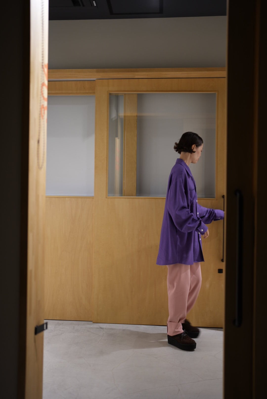 WOMEN　MOON TREE PLANET　Cord pants  pink/black