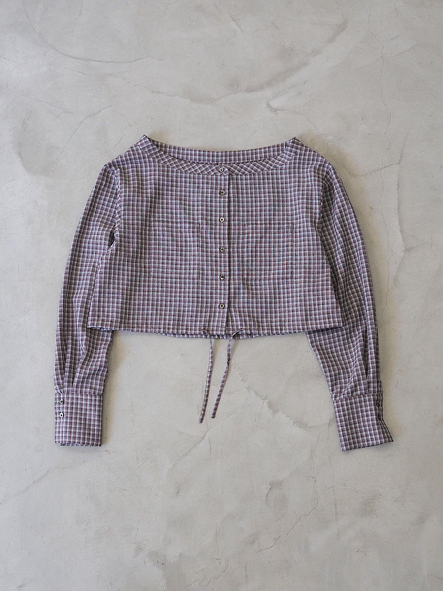 WOMEN　oll/オール　slow off shoulder check shirt
