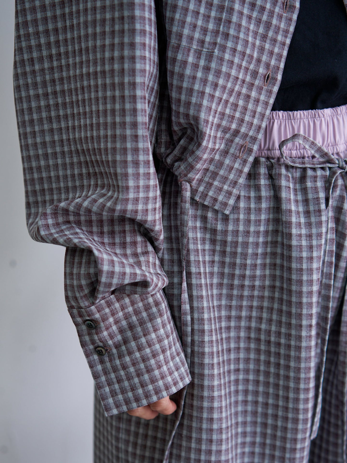 WOMEN　oll/オール　slow off shoulder check shirt
