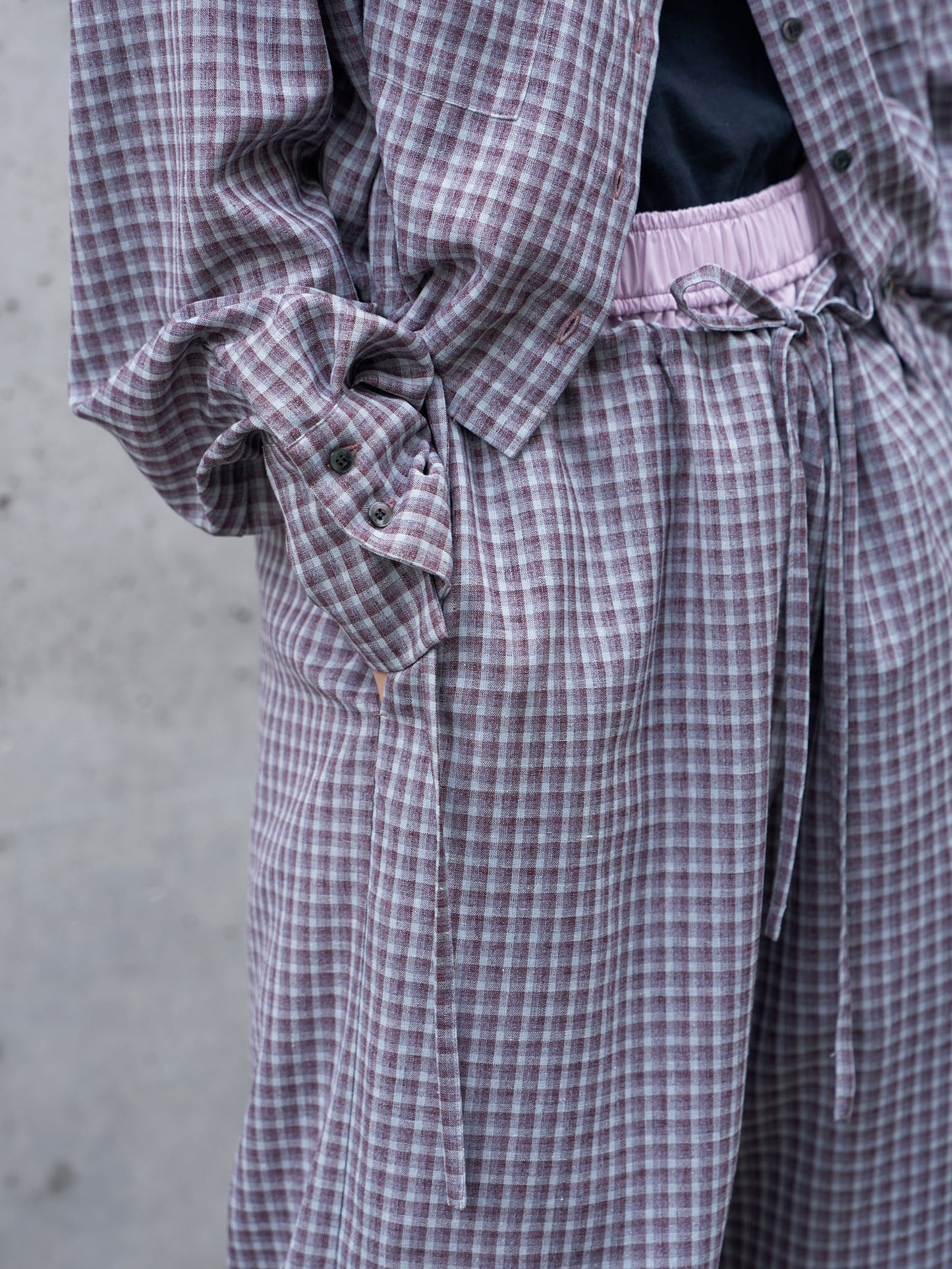 WOMEN　oll/オール　slow check double waist pants