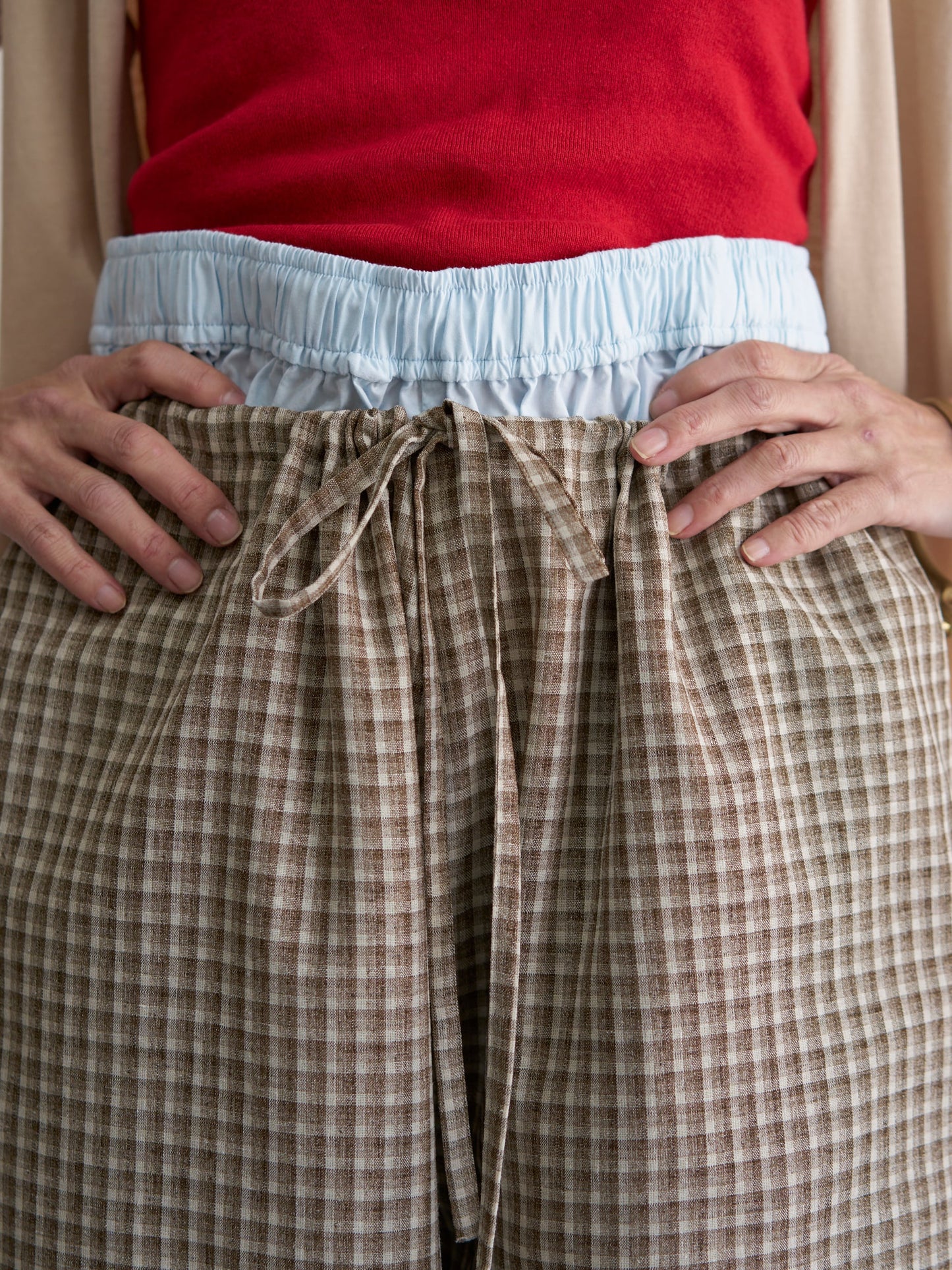 WOMEN　oll/オール　slow check double waist pants