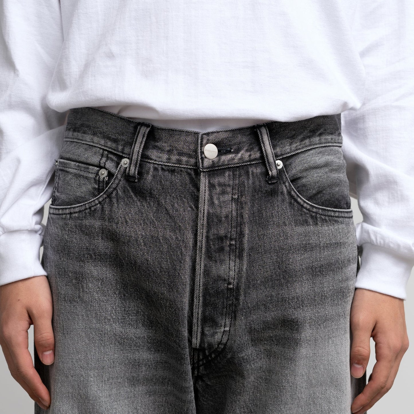 MEN　Graphpaper　Selvage Denim Five Pocket Wide Straight Pants / LIGHT FADE